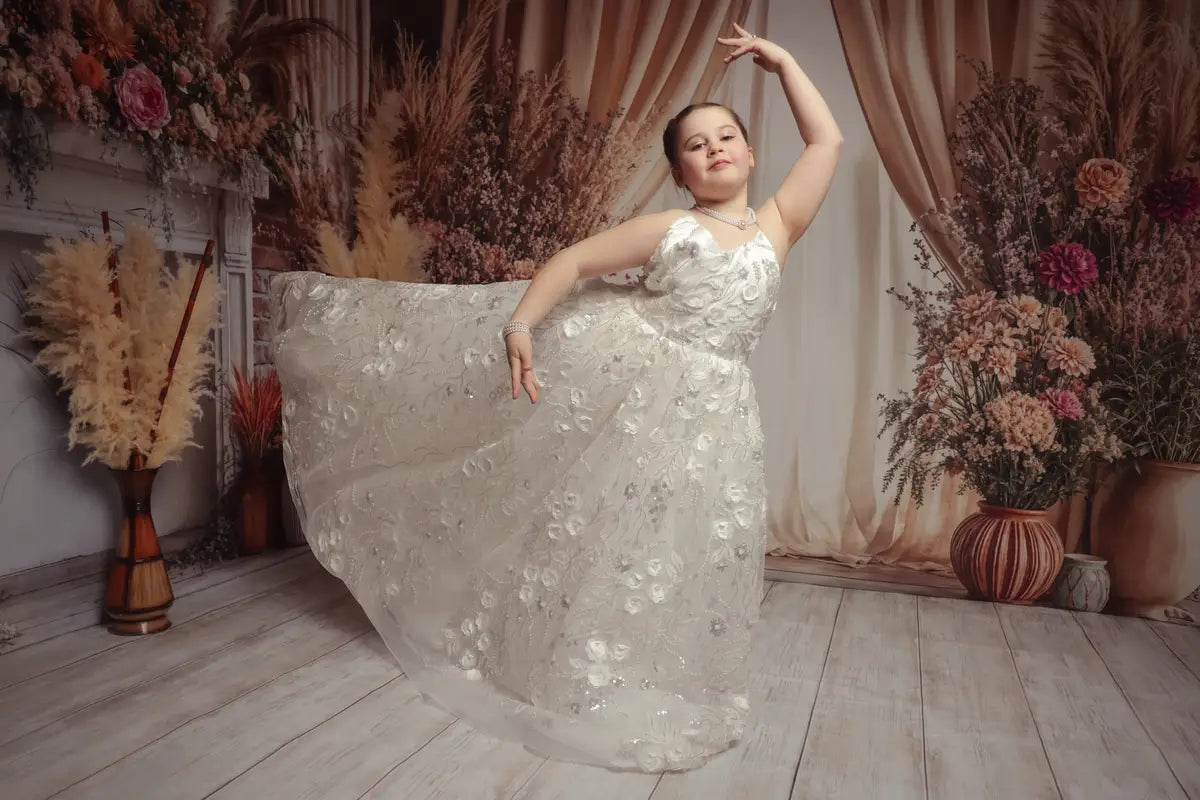 🔥50%OFF-Kate Boho Blumen Kaminvorhang Beige Raum Hintergrund-Set - Kate Backdrop.de