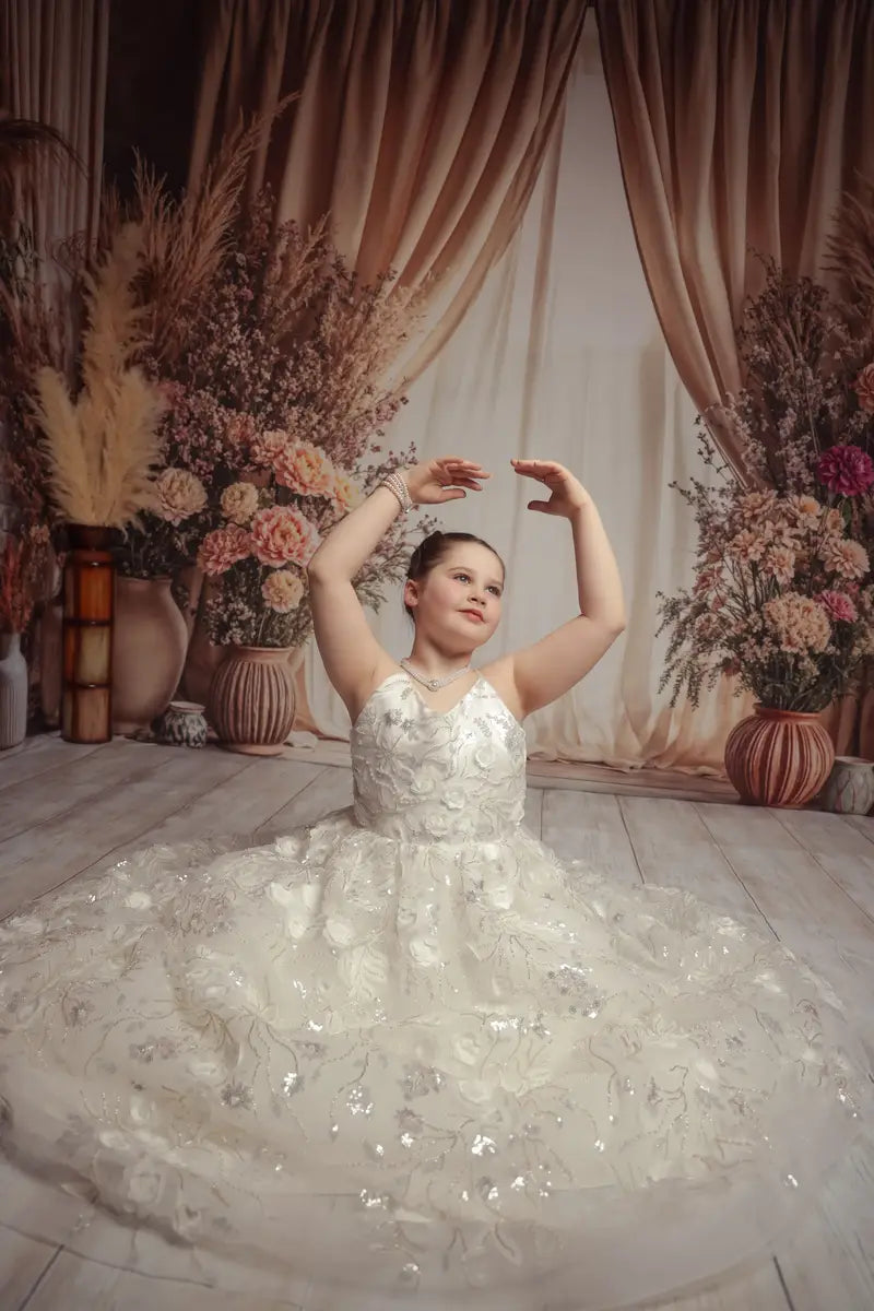 Kate Weiß Halter-Nacken Ballkleid Kinderkleider für die Fotografie - Kate Backdrop.de