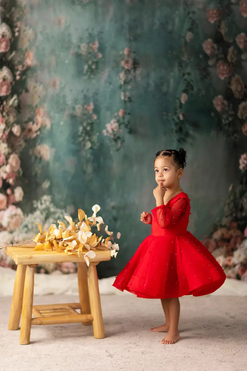 Kate Langärmeliges Kinderkleid aus Mesh für die Fotografie - Kate Backdrop.de
