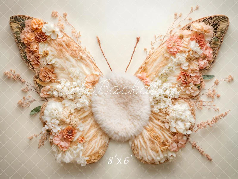 🔥50%OFF-Kate Frühling Blumen Schmetterlingsflügel Boden Hintergrund - Kate Backdrop.de