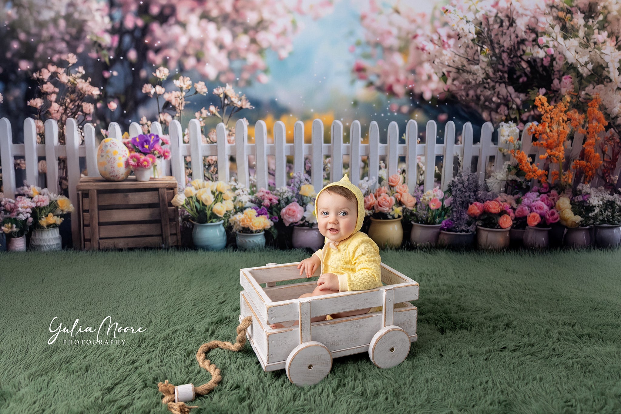 Kate Frühlings-Blumen-Zaun Hintergrund Entworfen von Mini MakeBelieve - Kate Backdrop.de