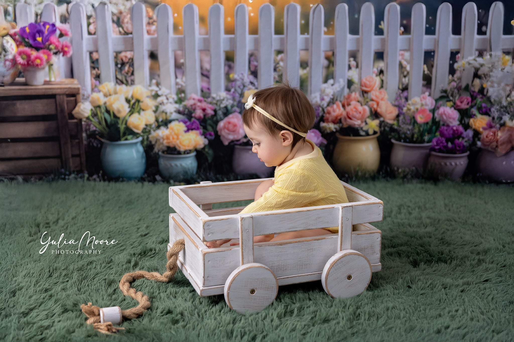 Kate Frühlings-Blumen-Zaun Hintergrund Entworfen von Mini MakeBelieve - Kate Backdrop.de