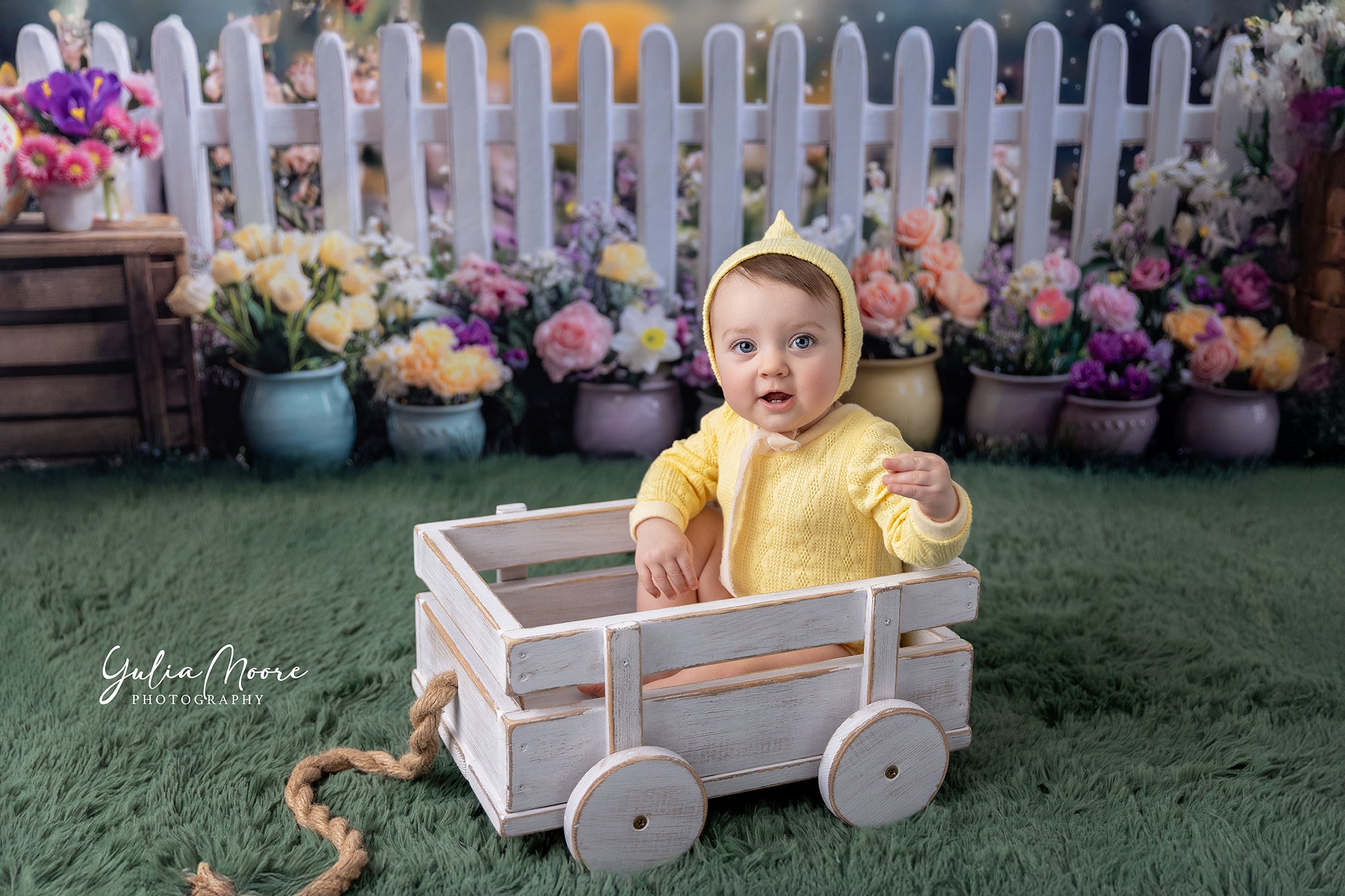 Kate Frühlings-Blumen-Zaun Hintergrund Entworfen von Mini MakeBelieve - Kate Backdrop.de