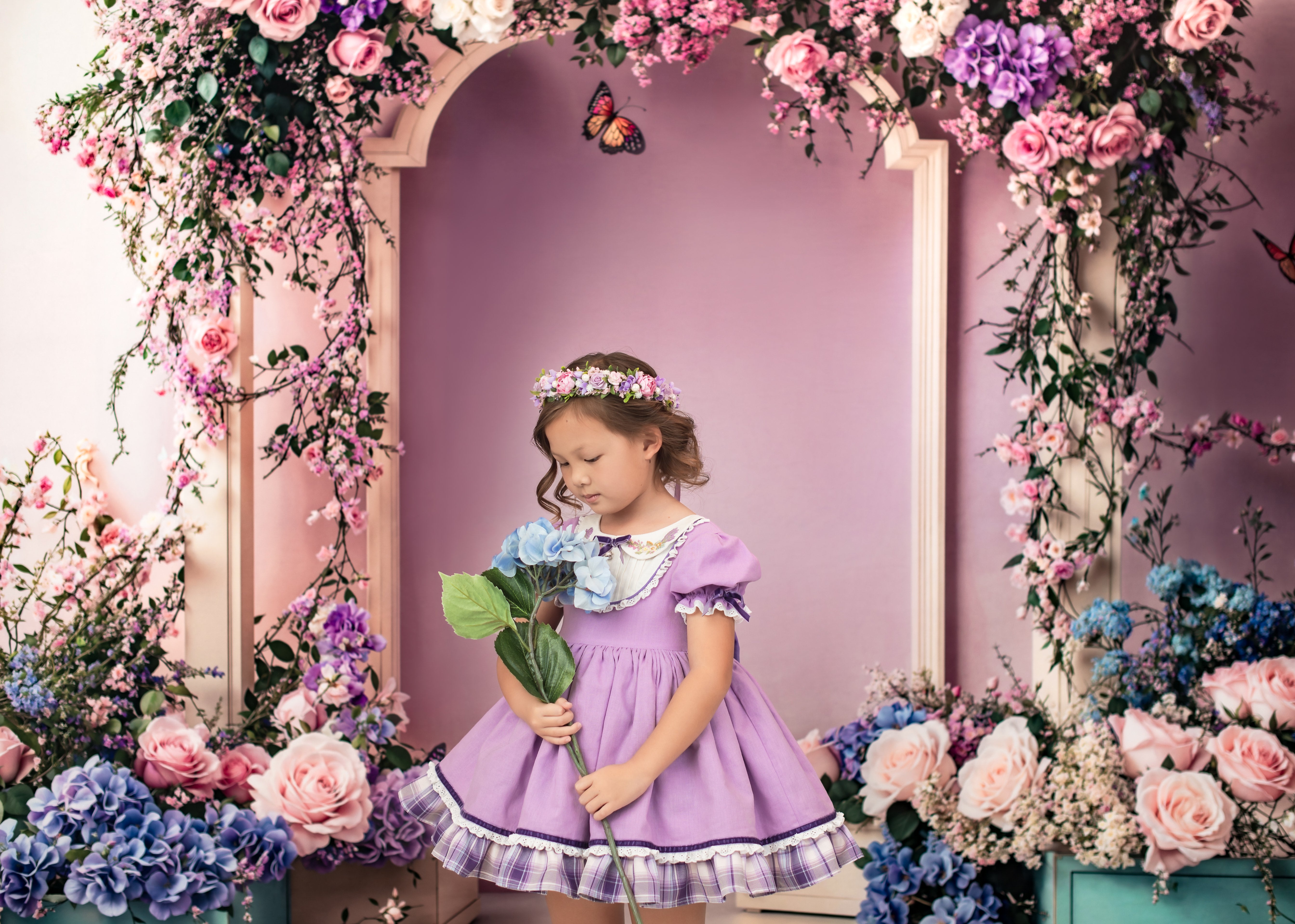 Kate Frühling Hochzeit Blumenbogen Rosa Hintergrund entworfen von Emetselch - Kate Backdrop.de