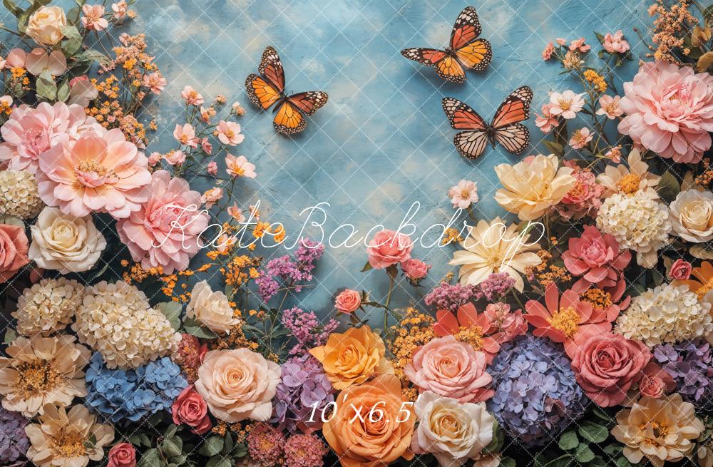 🔥50%OFF-Kate Frühling Blumen Schmetterling Garten Hintergrund - Kate Backdrop.de