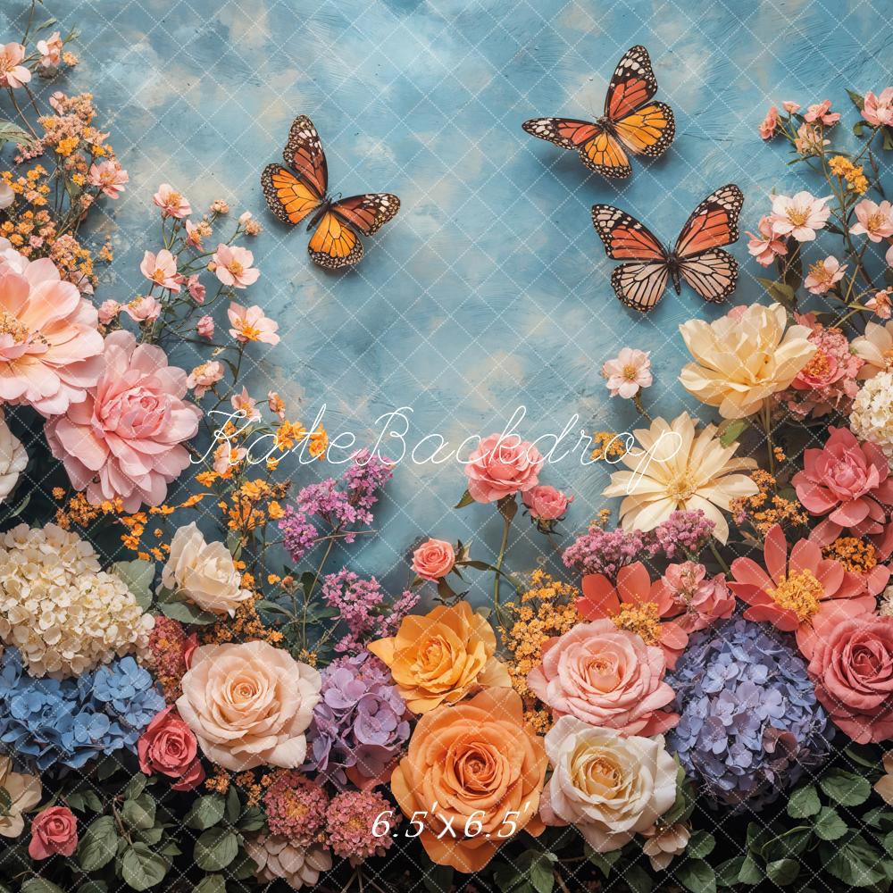 🔥50%OFF-Kate Frühling Blumen Schmetterling Garten Hintergrund - Kate Backdrop.de