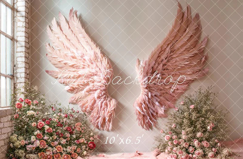 🔥50%OFF-Kate Rosa Engelsflügel Blumen Hintergrund - Kate Backdrop.de