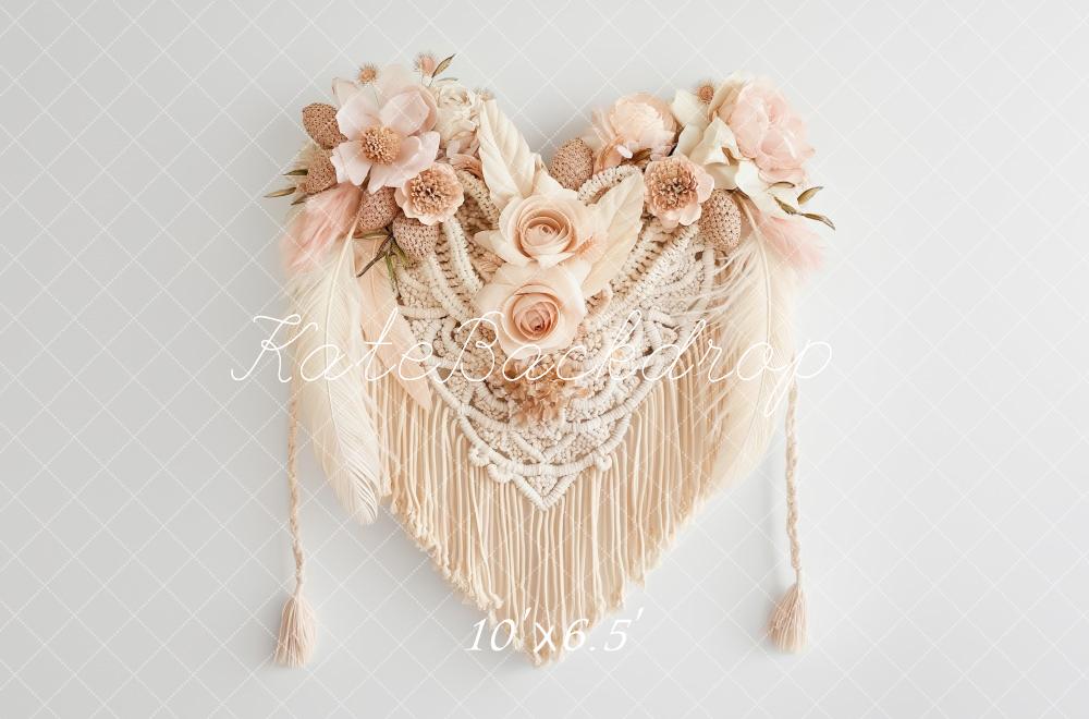 Kate Boho Makramee Blumen Dusky Rosa Hintergrund entworfen von Kerry Anderson - Kate Backdrop.de