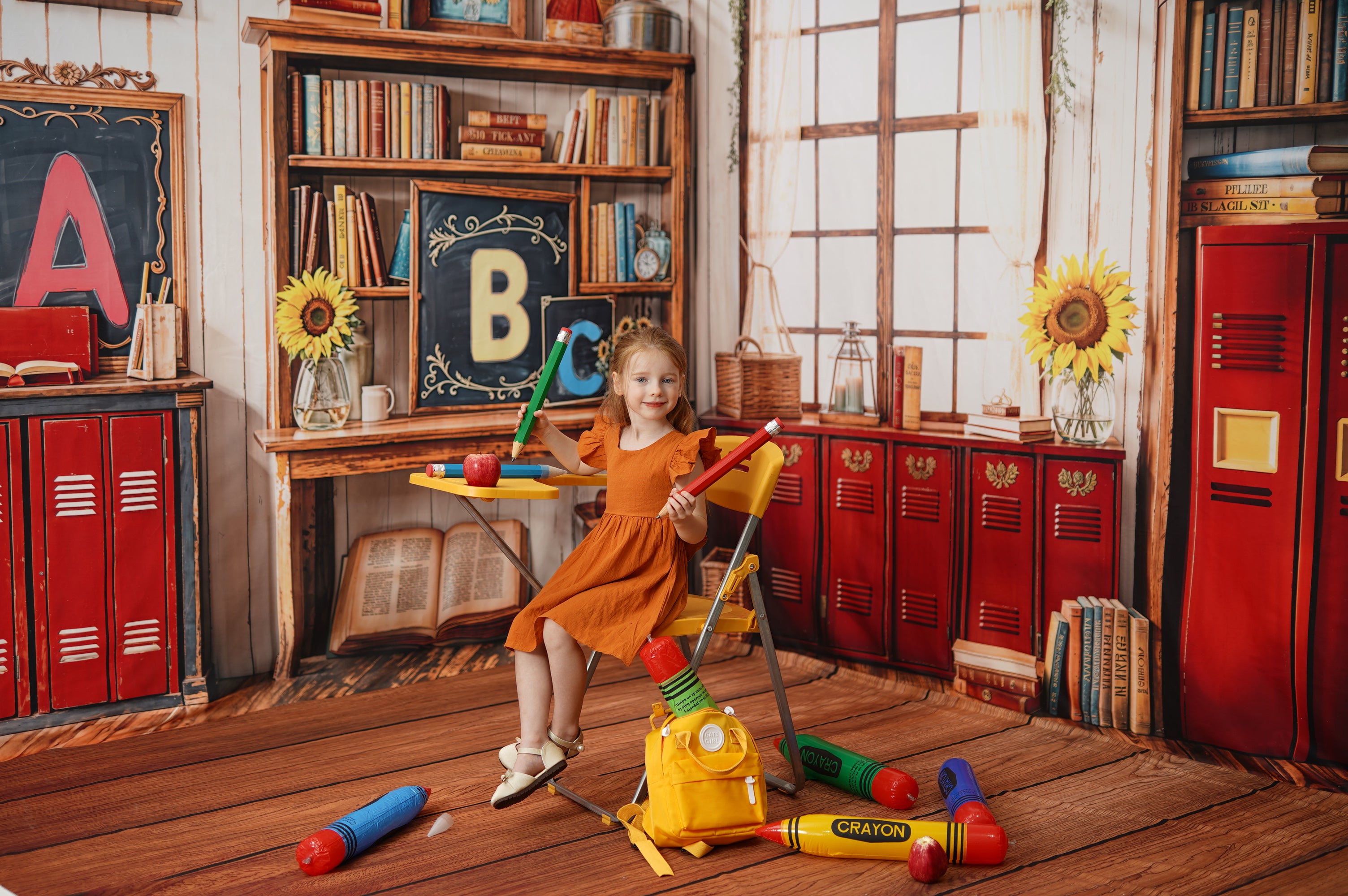 Kate Zurück zur Schule Raum Hintergrund-Set für Kinderzimmer und Fotoshootings - Kate Backdrop.de