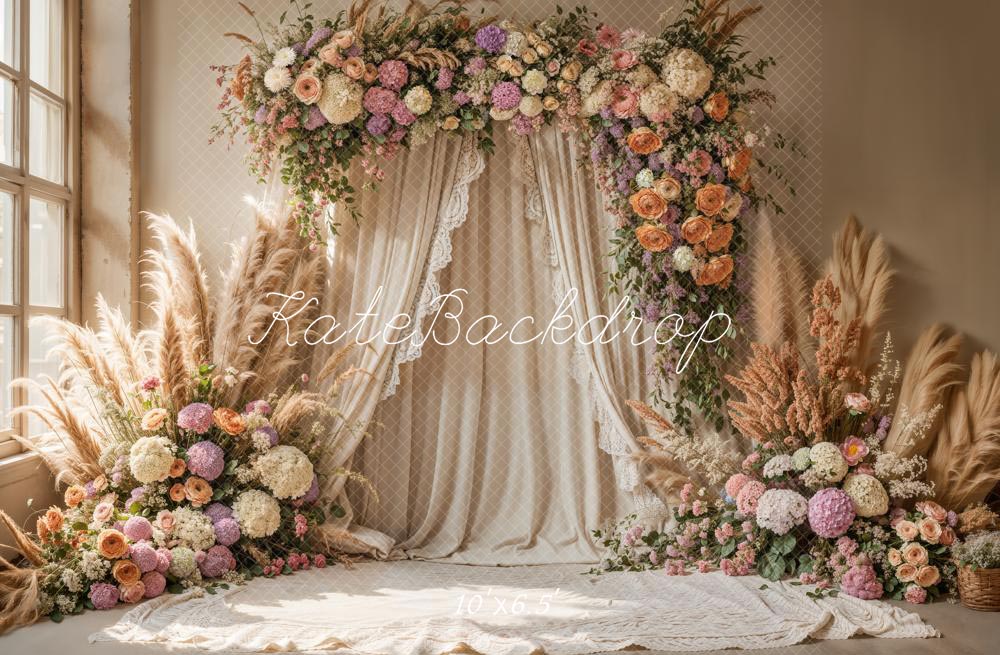 🔥50%OFF-Kate Boho Blumenbogen Drapierte Hochzeit Hintergrund entworfen von Emetselch - Kate Backdrop.de