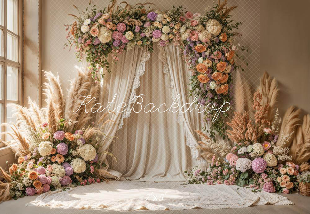 🔥50%OFF-Kate Boho Blumenbogen Drapierte Hochzeit Hintergrund entworfen von Emetselch - Kate Backdrop.de