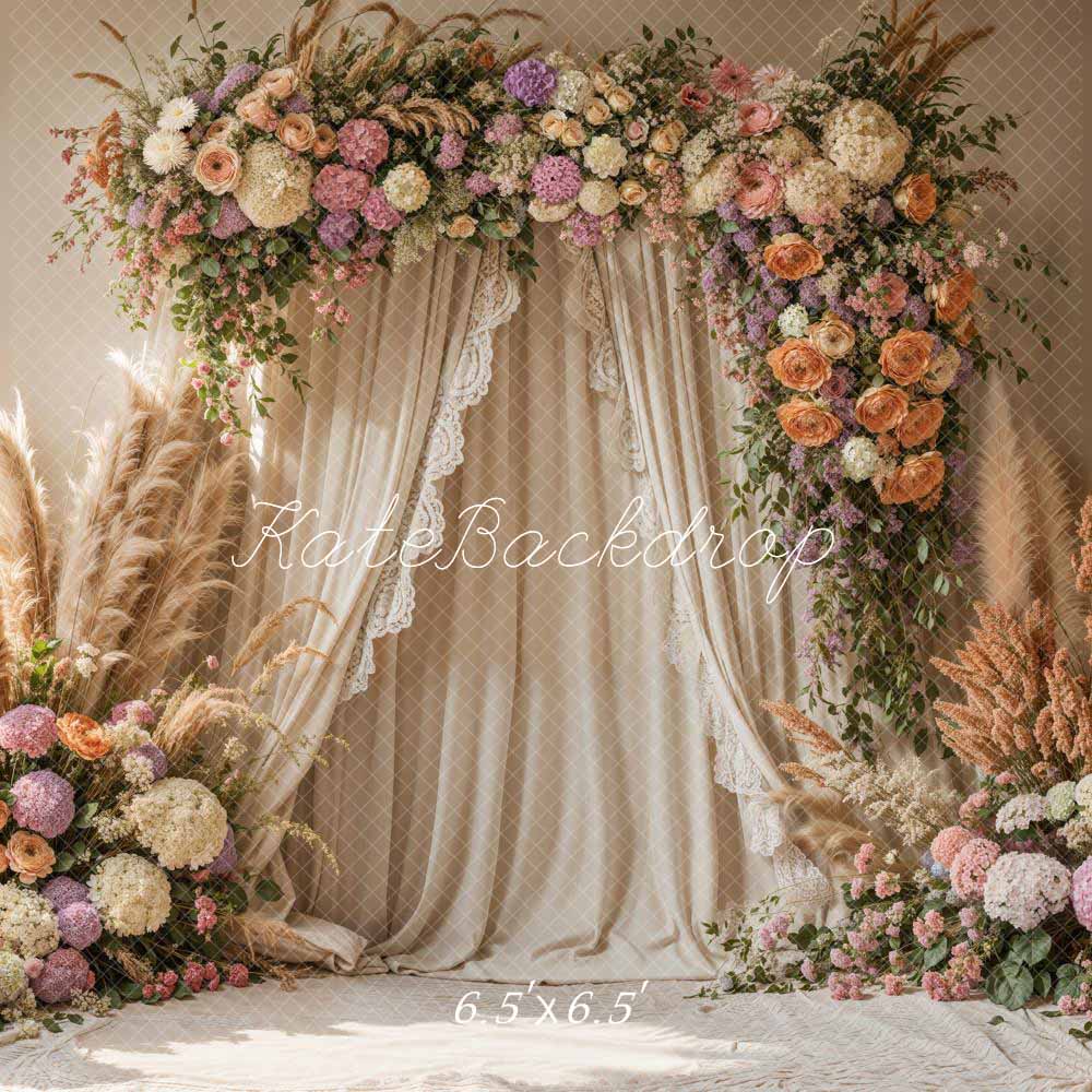 🔥50%OFF-Kate Boho Blumenbogen Drapierte Hochzeit Hintergrund entworfen von Emetselch - Kate Backdrop.de