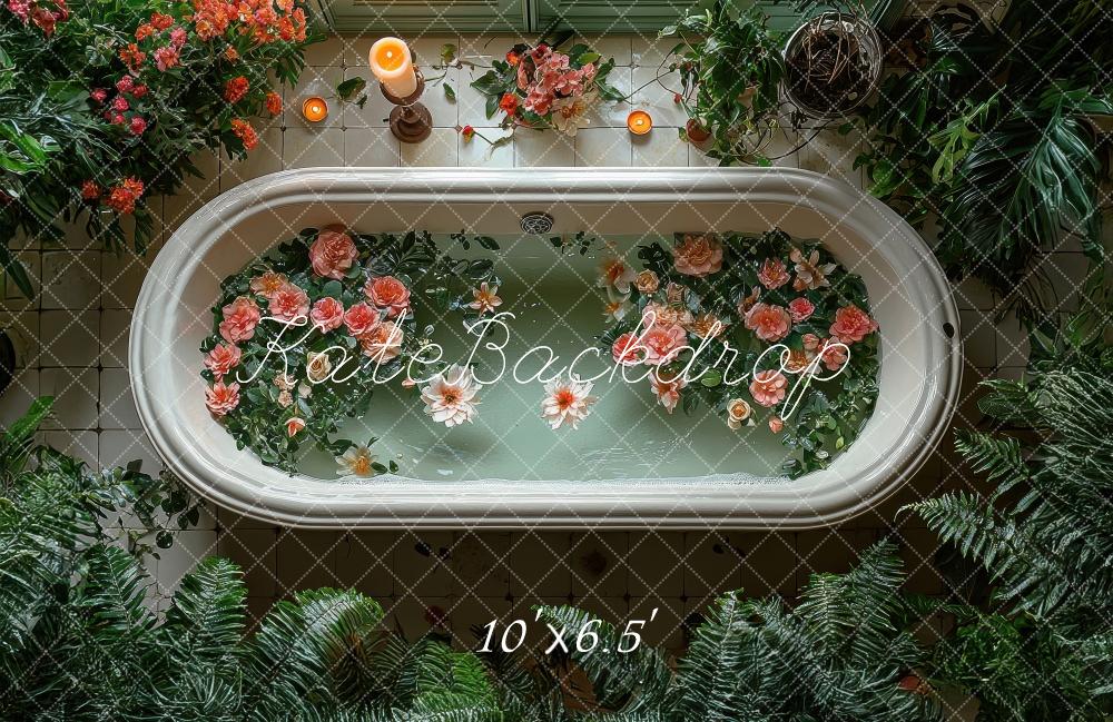 Kate Blumen Bad Badewanne Grünery Hintergrund Von Laura Bybee - Kate Backdrop.de