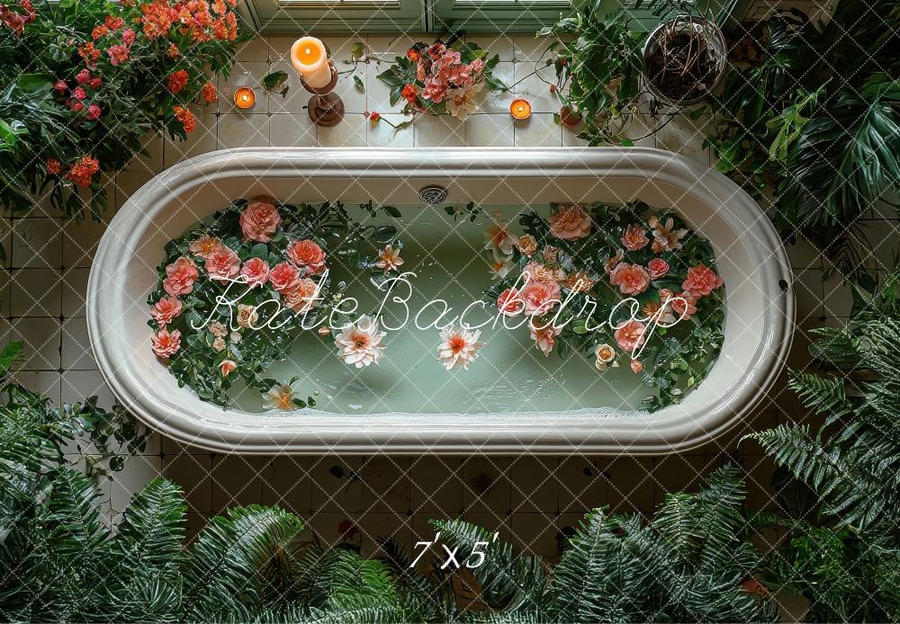Kate Blumen Bad Badewanne Grünery Hintergrund Von Laura Bybee - Kate Backdrop.de