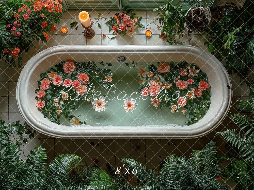 Kate Blumen Bad Badewanne Grünery Hintergrund Von Laura Bybee - Kate Backdrop.de