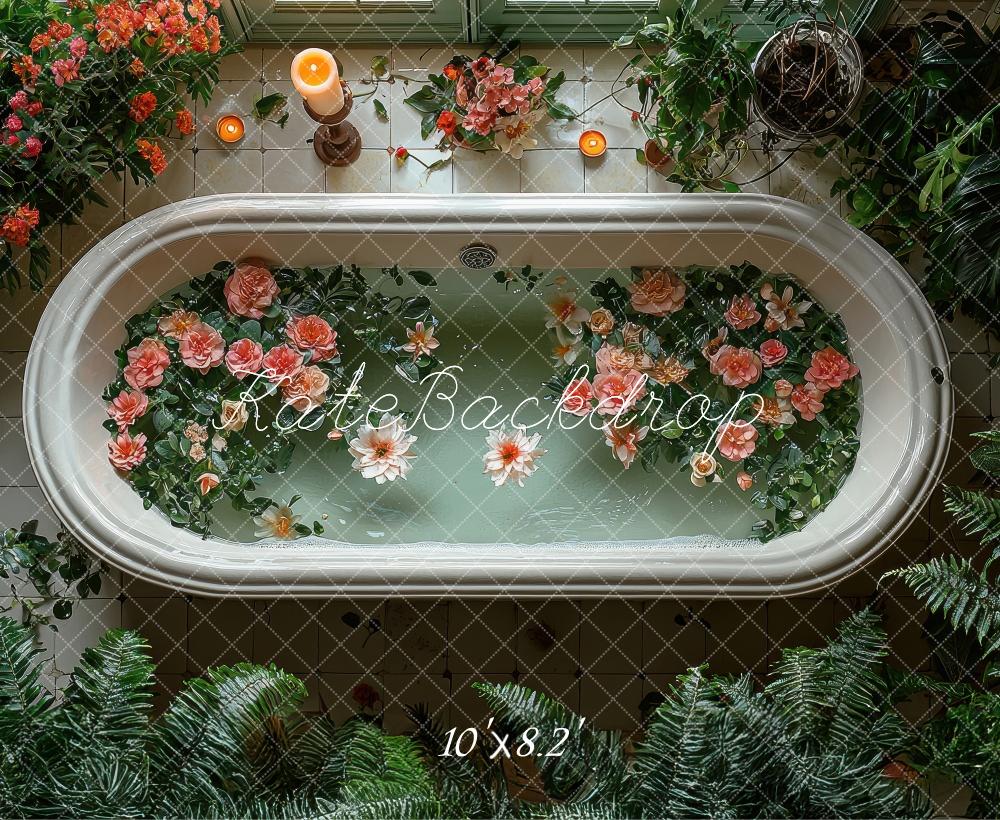 Kate Blumen Bad Badewanne Grünery Hintergrund Von Laura Bybee - Kate Backdrop.de