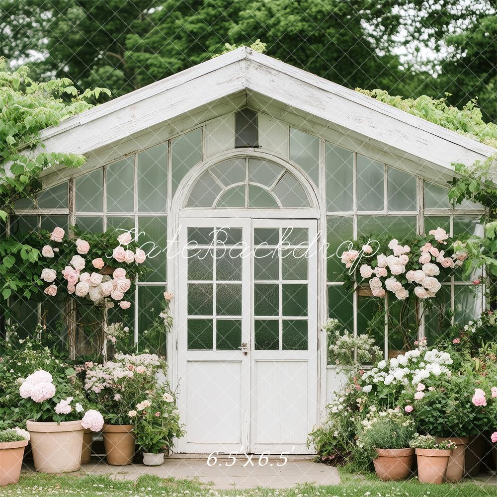 Kate Frühling Garten Gewächshaus Blumen Hintergrund von Patty Roberts - Kate Backdrop.de
