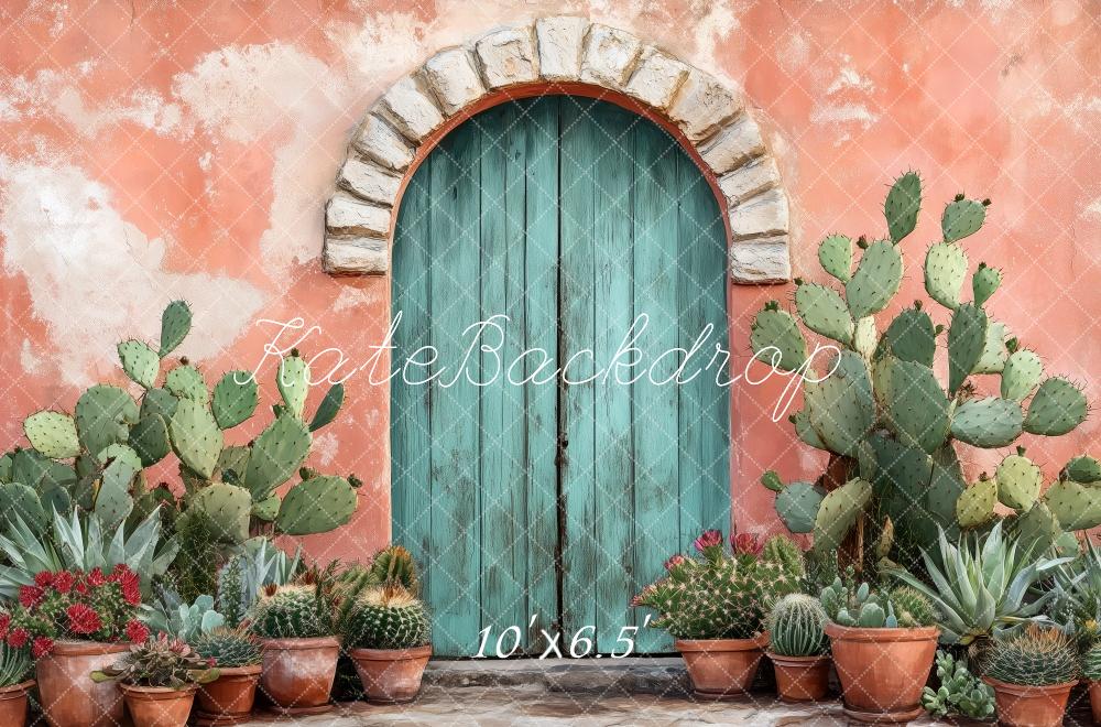 Kate Rustikaler Mittelmeer-Tür-Kaktus Hintergrund von Patty Roberts - Kate Backdrop.de