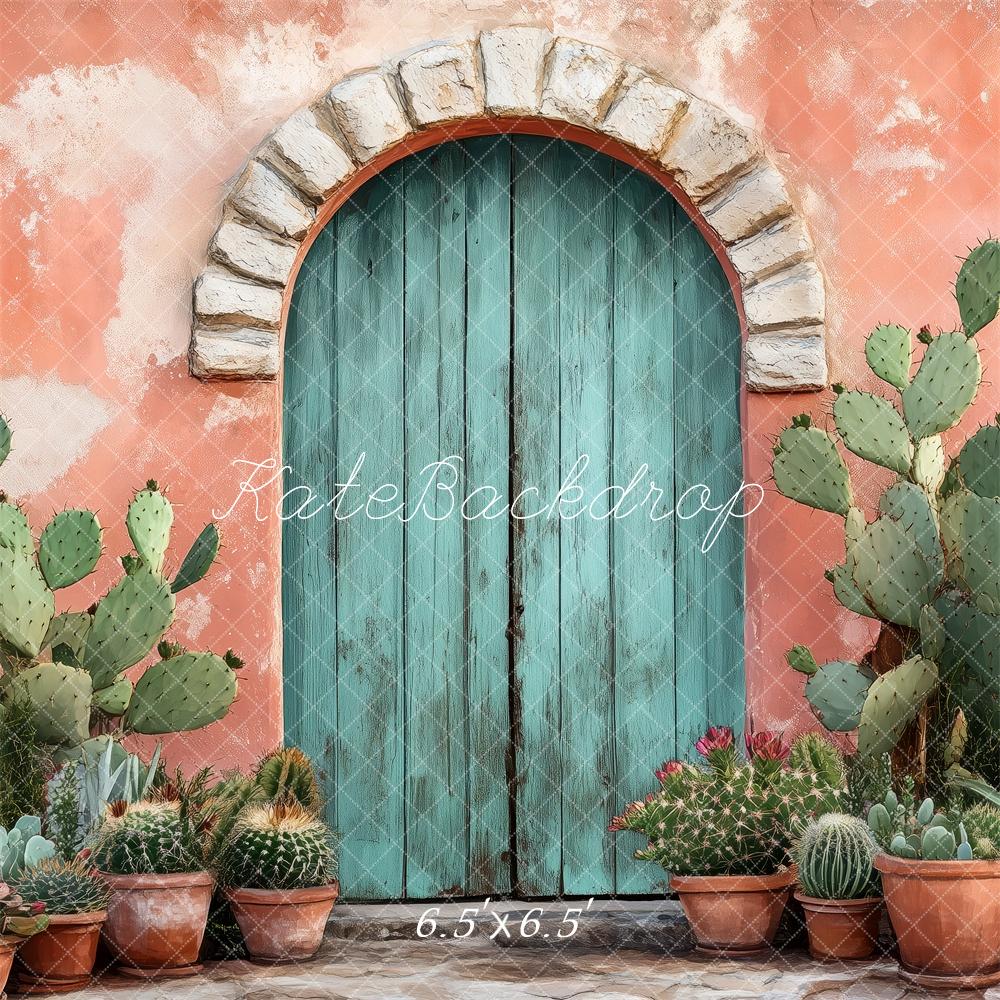 Kate Rustikaler Mittelmeer-Tür-Kaktus Hintergrund von Patty Roberts - Kate Backdrop.de