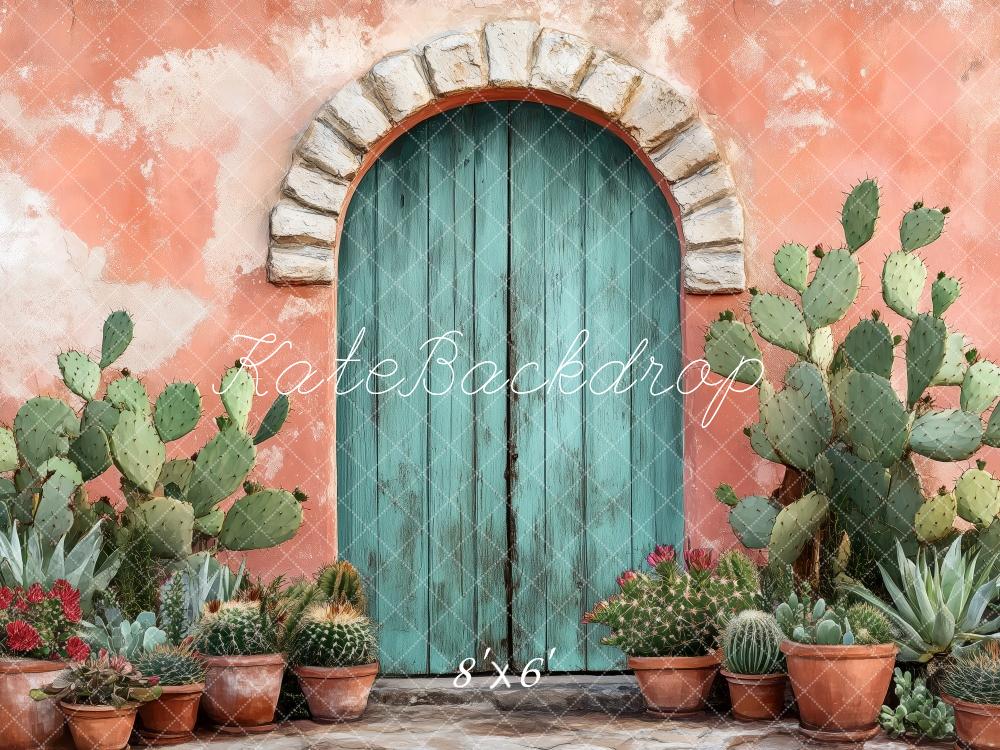 Kate Rustikaler Mittelmeer-Tür-Kaktus Hintergrund von Patty Roberts - Kate Backdrop.de