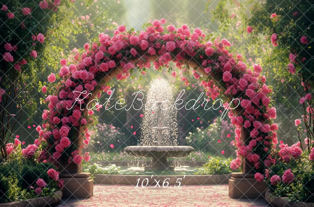 Kate Frühling Blume Bogen Garten Brunnen Hintergrund von Patty Roberts - Kate Backdrop.de