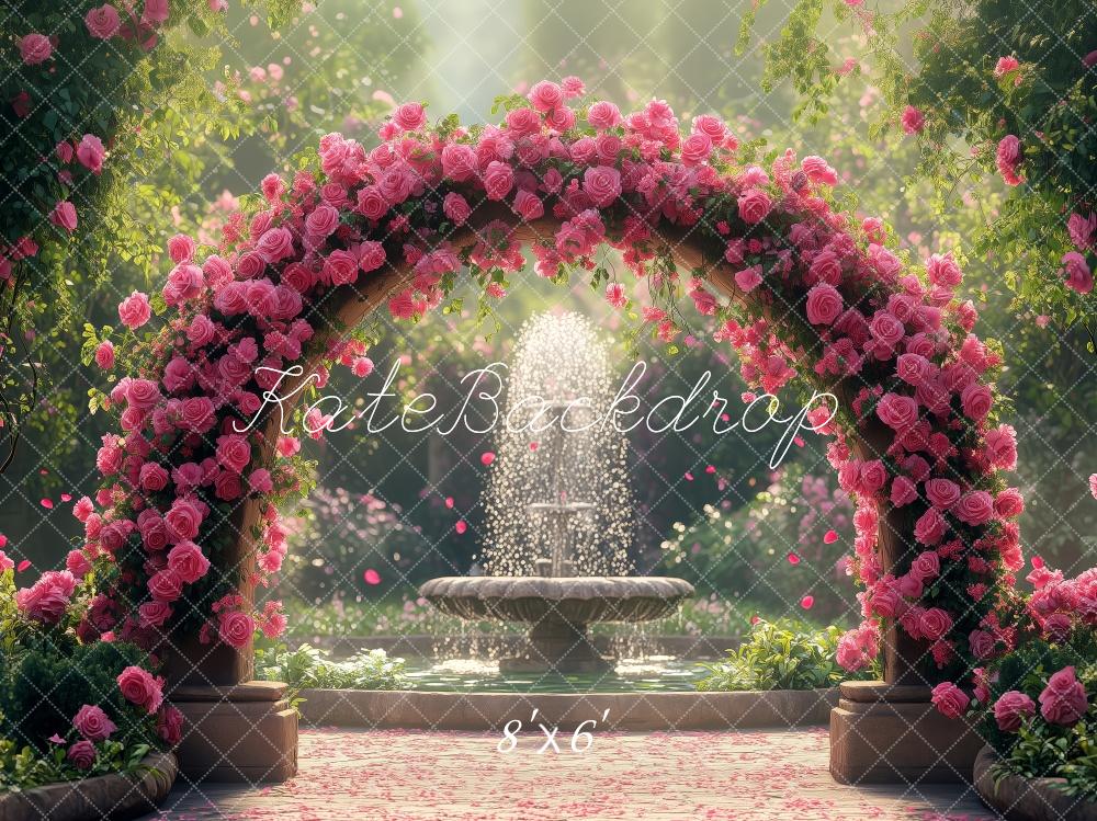 Kate Frühling Blume Bogen Garten Brunnen Hintergrund von Patty Roberts - Kate Backdrop.de