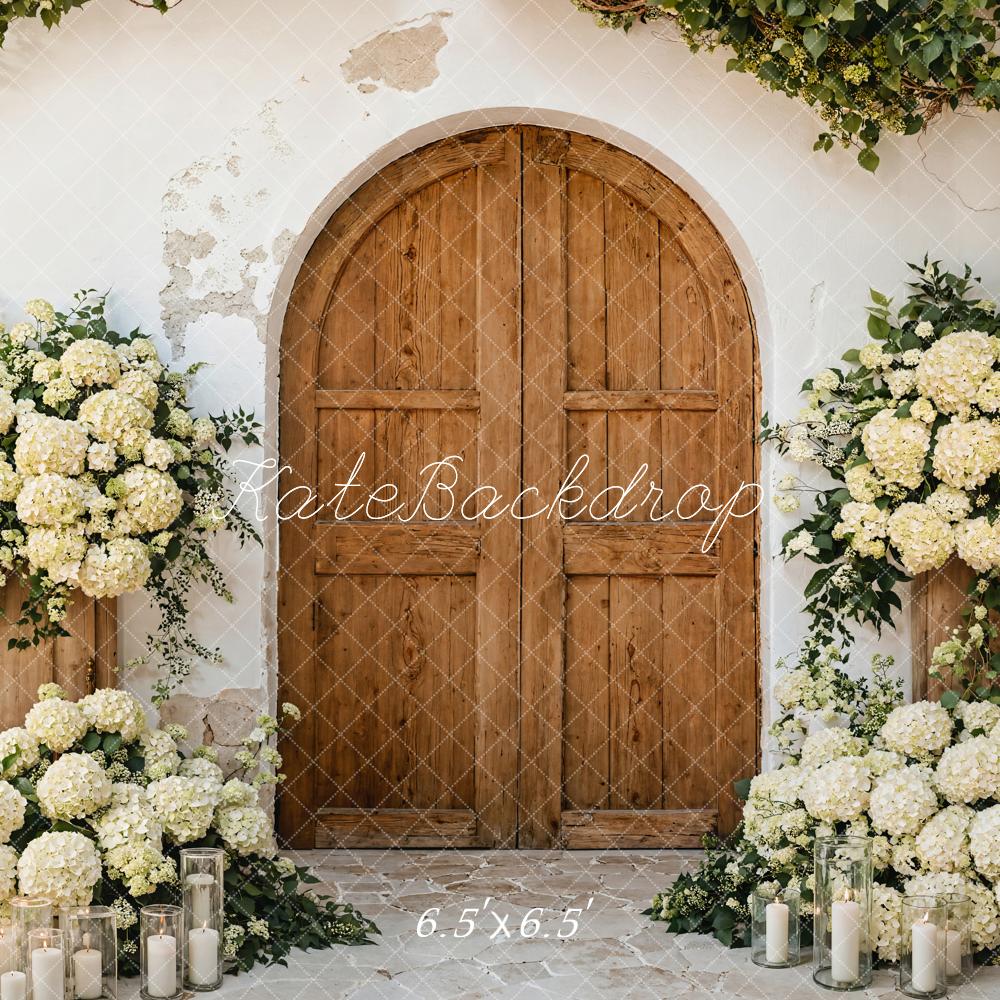 Kate Frühling Rustikaler Bogen Tür Blumen Hintergrund entworfen von Emetselch - Kate Backdrop.de