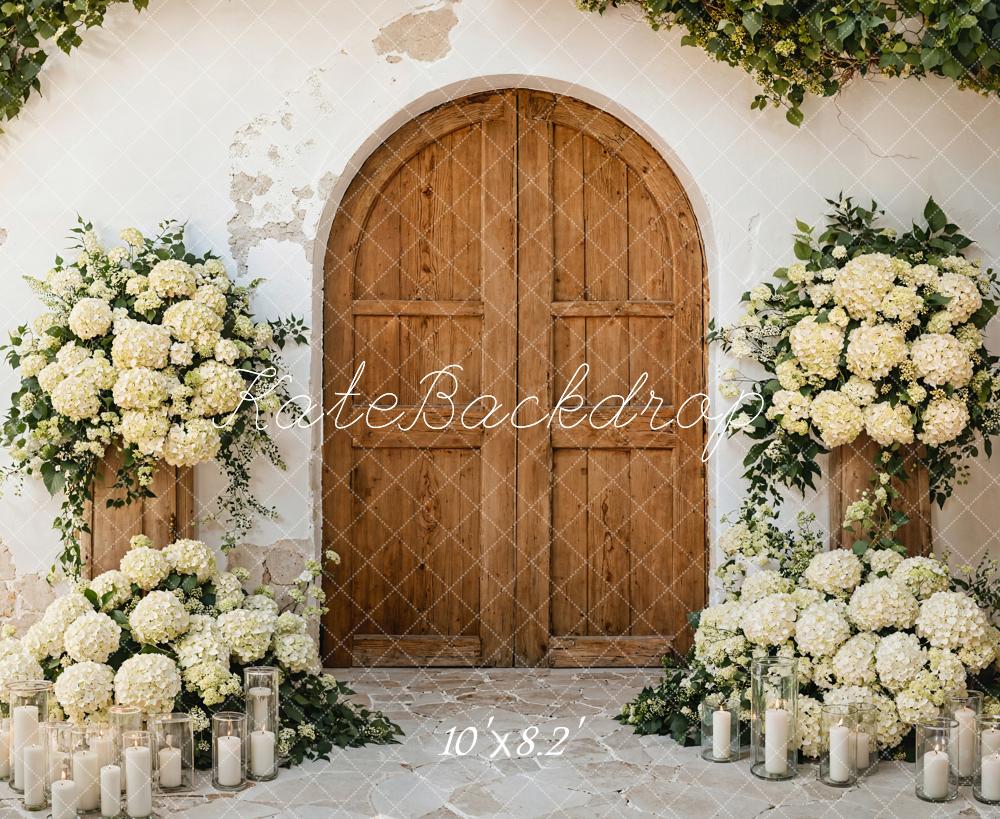 Kate Frühling Rustikaler Bogen Tür Blumen Hintergrund entworfen von Emetselch - Kate Backdrop.de