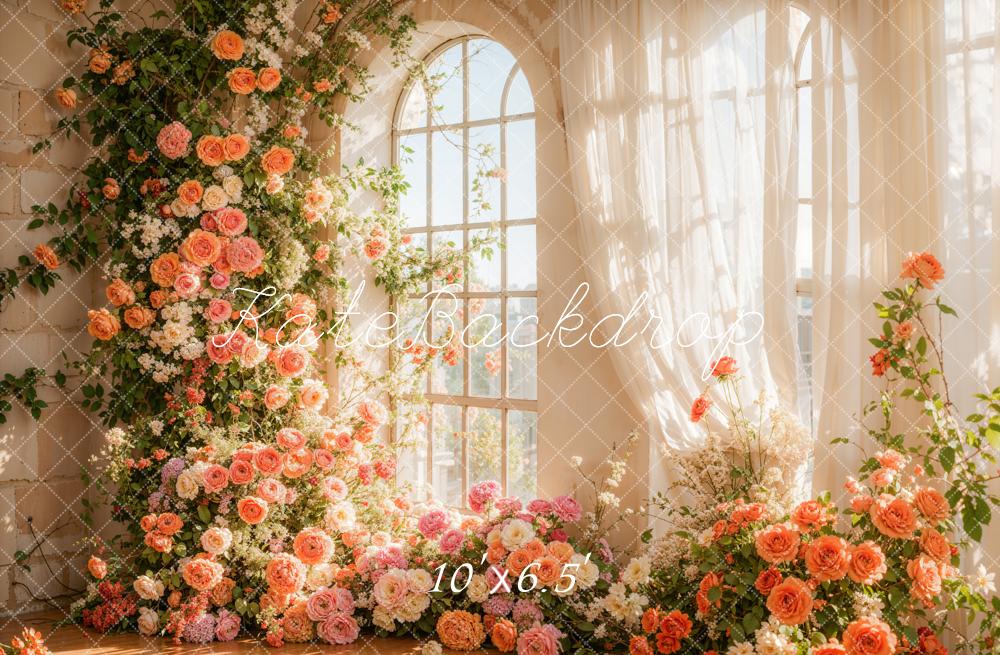Kate Frühling Blume Bogen Fenster Sonnenlicht Hintergrund entworfen von Emetselch