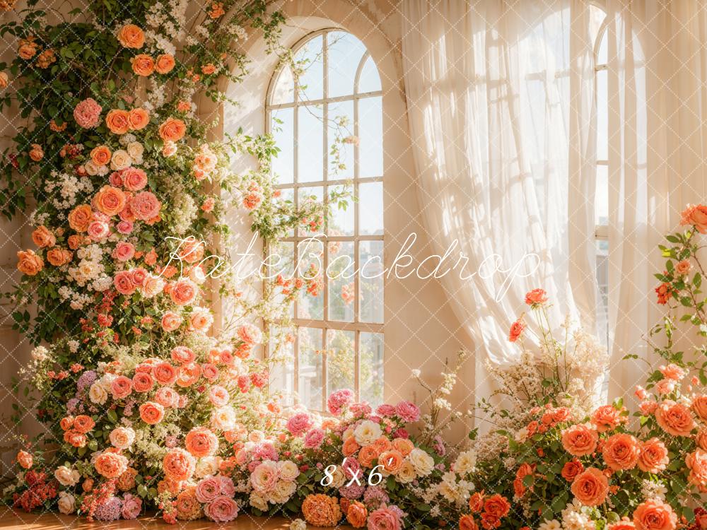 Kate Frühling Blume Bogen Fenster Sonnenlicht Hintergrund entworfen von Emetselch