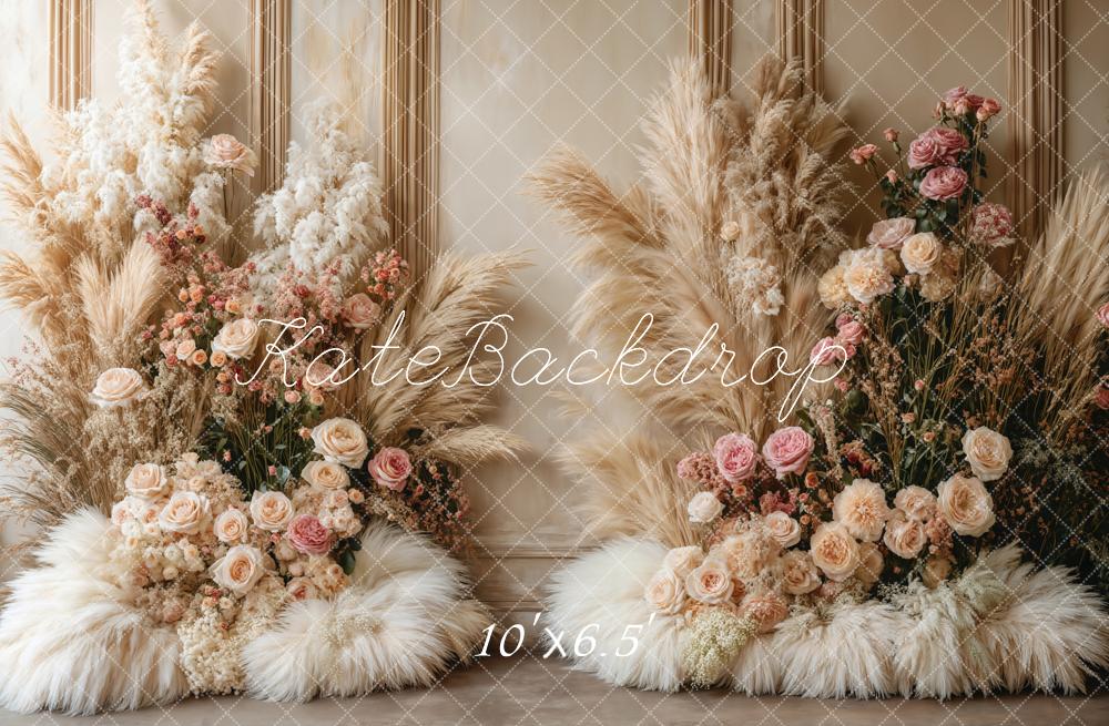 Kate Boho Blumen Pampasgras Hintergrund entworfen von Emetselch - Kate Backdrop.de