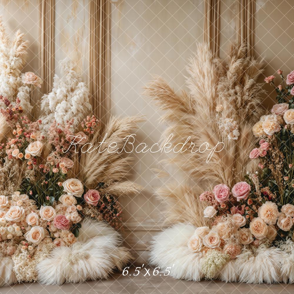 Kate Boho Blumen Pampasgras Hintergrund entworfen von Emetselch - Kate Backdrop.de