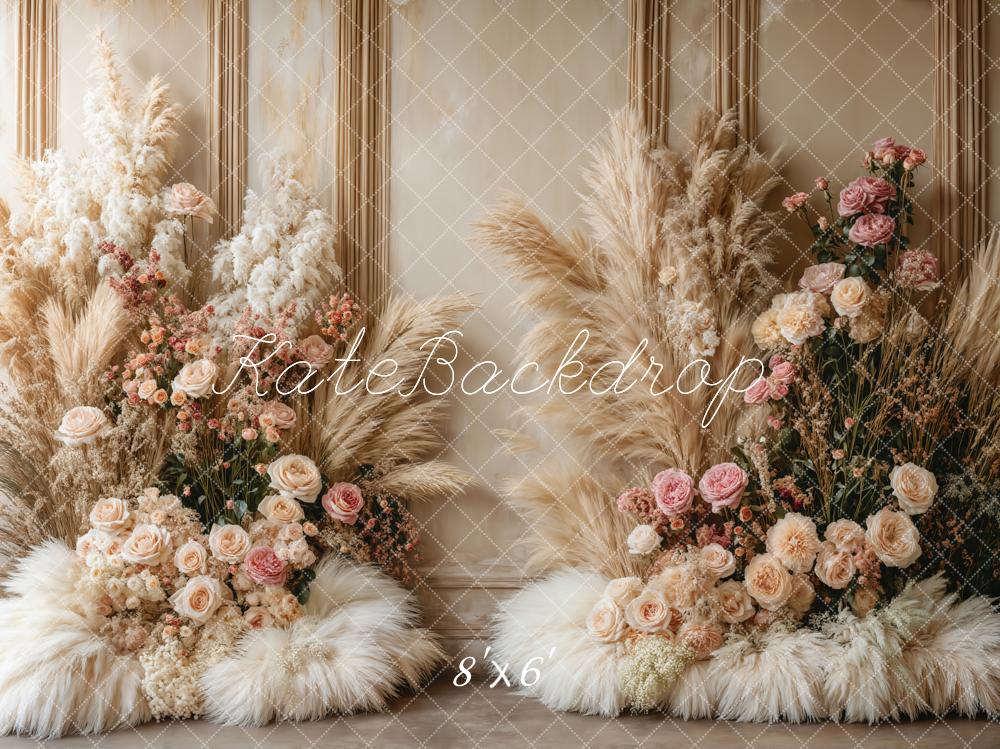 Kate Boho Blumen Pampasgras Hintergrund entworfen von Emetselch - Kate Backdrop.de