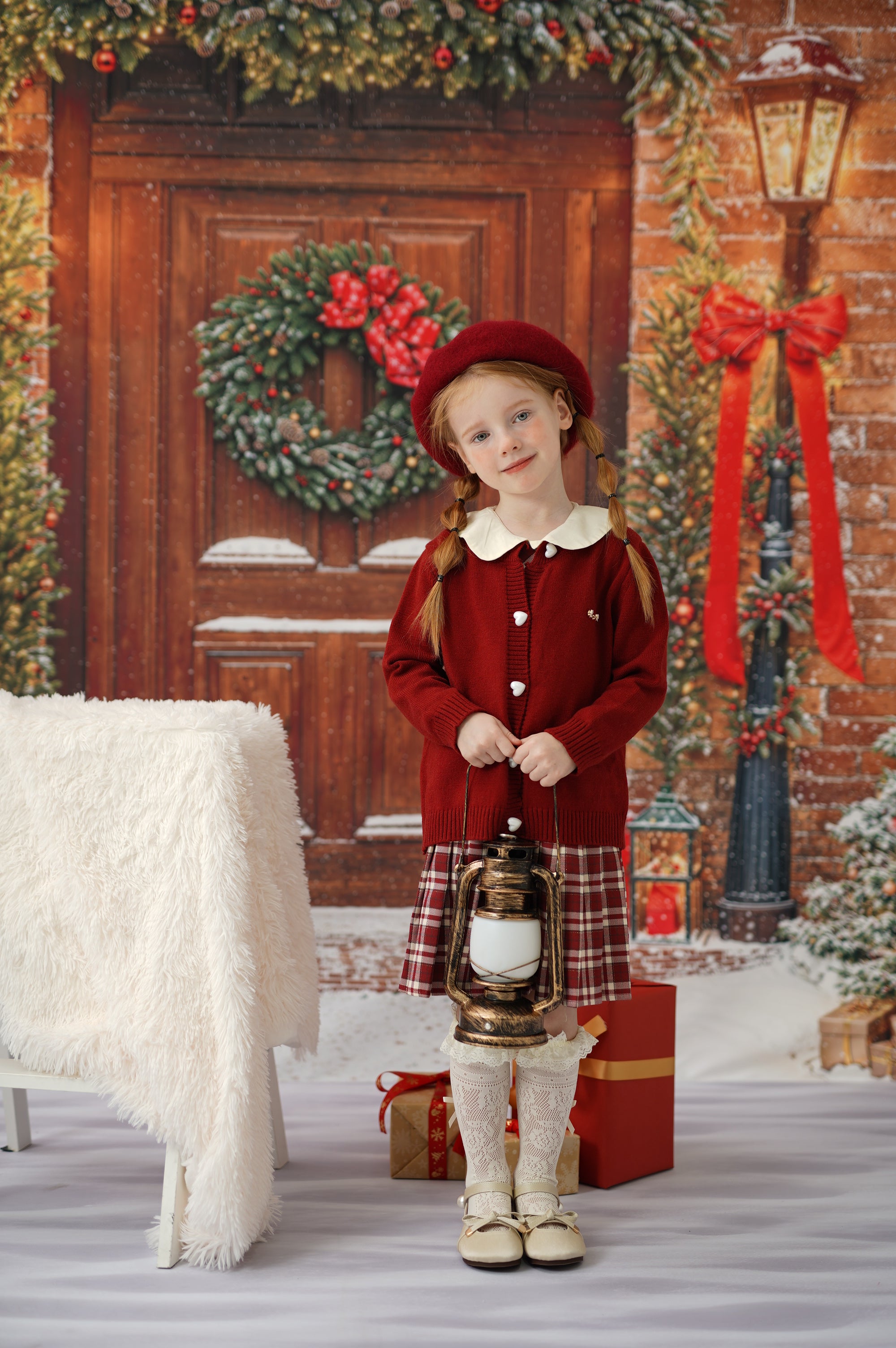 ⚡Blitzangebote #2-Kate Weihnachten Baum Türöffnung Bogen Snowy Hintergrund+Weißer Schneeboden Hintergrund - Kate Backdrop.de