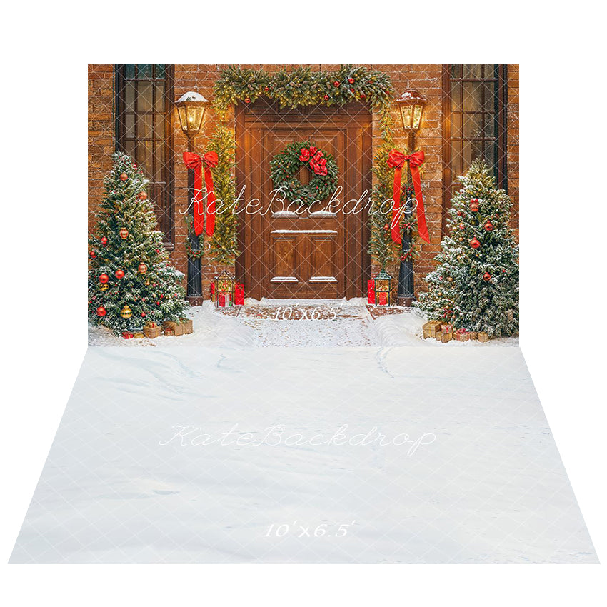 ⚡Blitzangebote #2-Kate Weihnachten Baum Türöffnung Bogen Snowy Hintergrund+Weißer Schneeboden Hintergrund - Kate Backdrop.de