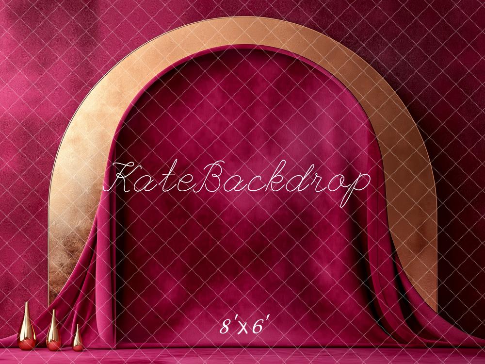 🔥50%OFF-Kate Luxuriöse Goldbogenvorhänge aus rotem Samt Hintergrund - Kate Backdrop.de