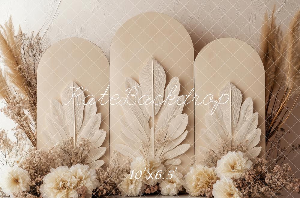 Kate Boho Blume Beige Panel Hintergrund von Patty Roberts - Kate Backdrop.de