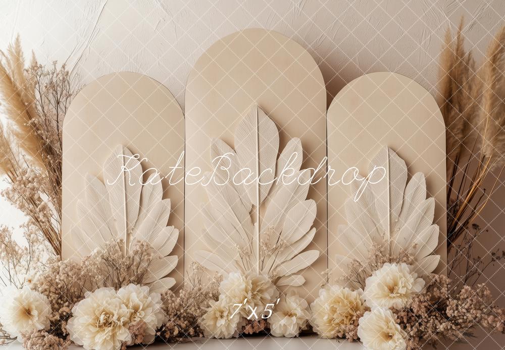 Kate Boho Blume Beige Panel Hintergrund von Patty Roberts - Kate Backdrop.de