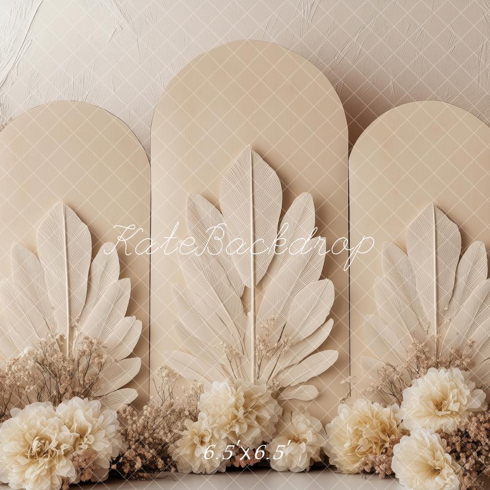 Kate Boho Blume Beige Panel Hintergrund von Patty Roberts - Kate Backdrop.de