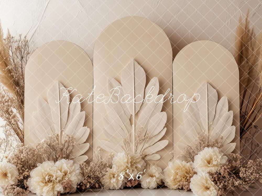 Kate Boho Blume Beige Panel Hintergrund von Patty Roberts - Kate Backdrop.de