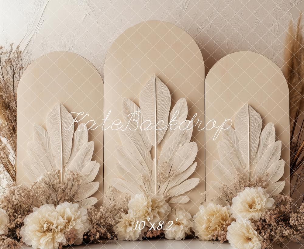 Kate Boho Blume Beige Panel Hintergrund von Patty Roberts - Kate Backdrop.de