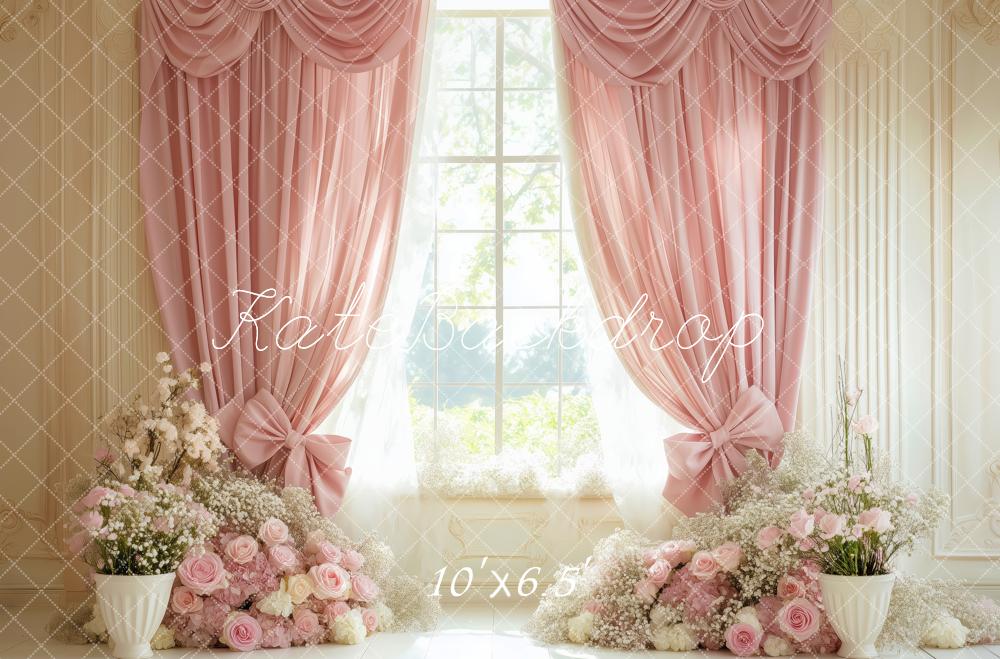 Kate Frühling Romantisch Rosa Floral Vorhang Fenster Hintergrund von Patty Roberts - Kate Backdrop.de