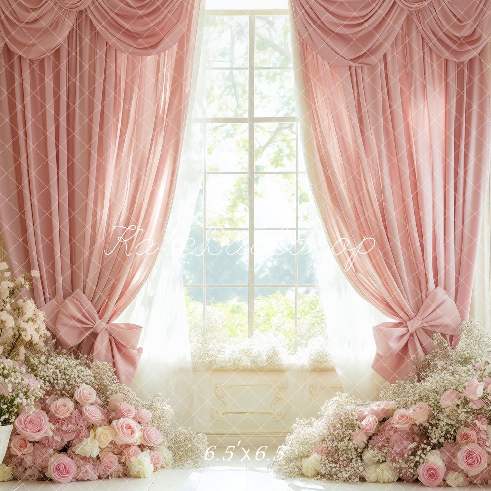 Kate Frühling Romantisch Rosa Floral Vorhang Fenster Hintergrund von Patty Roberts - Kate Backdrop.de