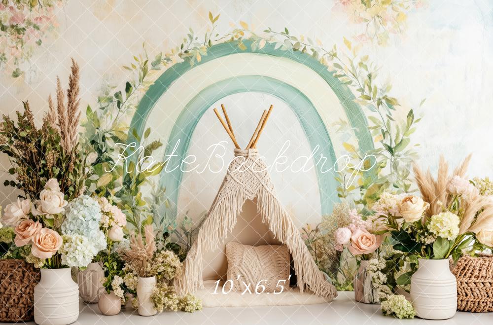 🔥50%OFF-Kate Boho Grünes Bogen-Tipi Hintergrund - Kate Backdrop.de