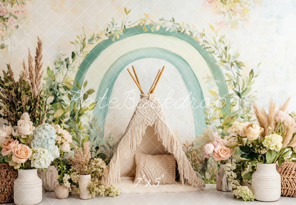 🔥50%OFF-Kate Boho Grünes Bogen-Tipi Hintergrund - Kate Backdrop.de