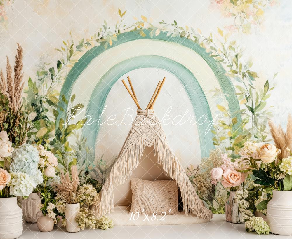 🔥50%OFF-Kate Boho Grünes Bogen-Tipi Hintergrund - Kate Backdrop.de