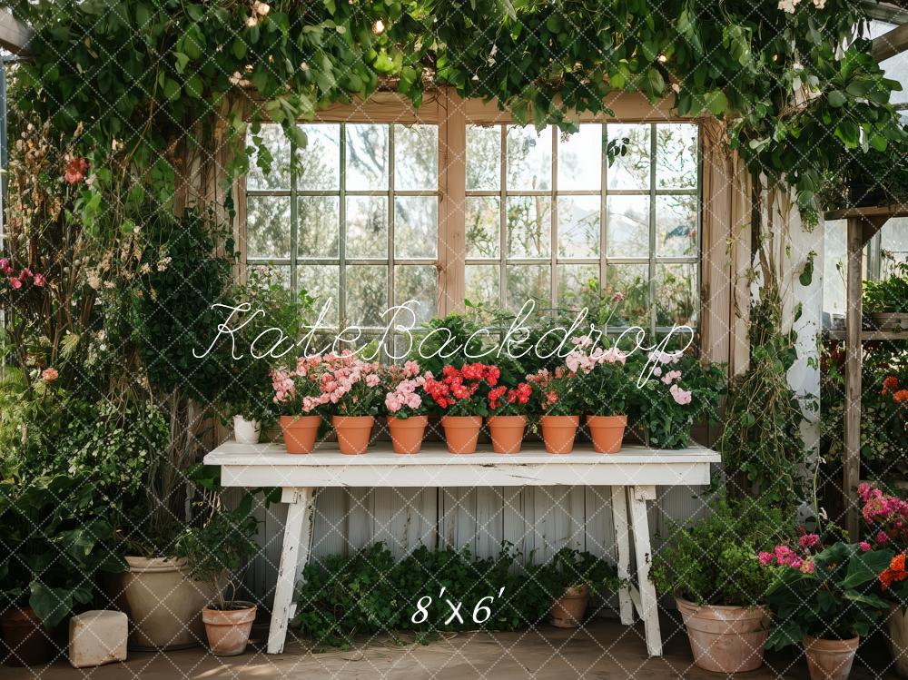 Kate Frühling Blumengewächshaus Garten Hintergrund von Patty Roberts - Kate Backdrop.de
