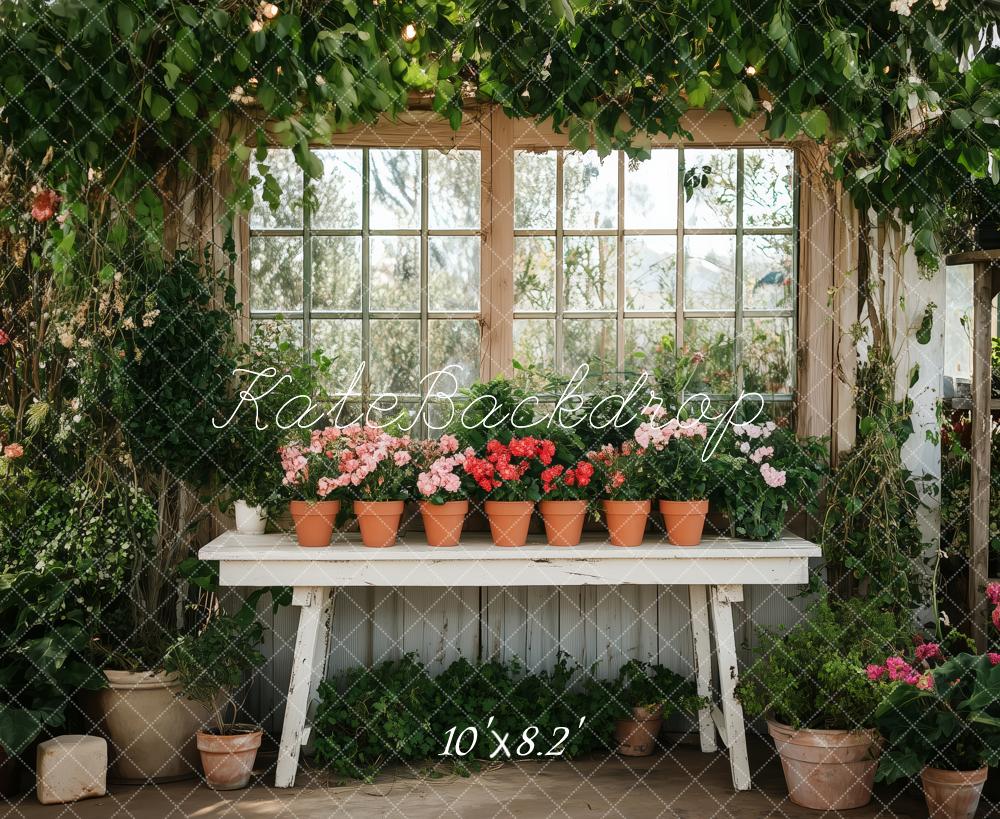 Kate Frühling Blumengewächshaus Garten Hintergrund von Patty Roberts - Kate Backdrop.de