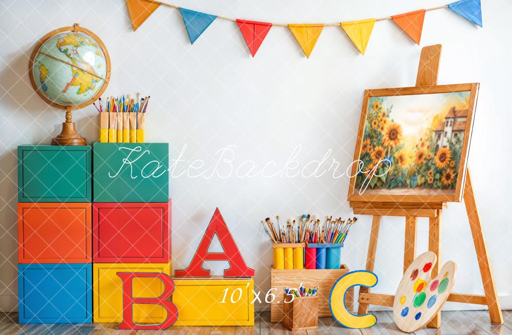 Kate Schule Kunst Malerei Alphabet Hintergrund entworfen von Emetselch - Kate Backdrop.de