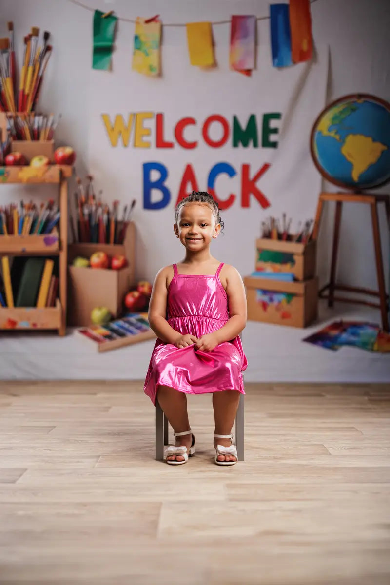 Kate Zurück zur Schule Kunstzubehör Pinsel Hintergrund entworfen von Emetselch - Kate Backdrop.de